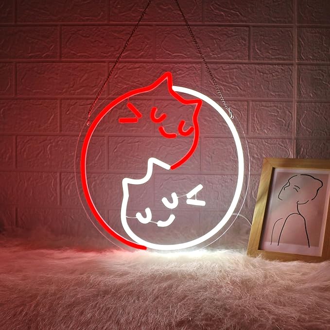 Neon Sign, JGHTURIE Cat Neon Signs for Wall Decor Animal Light Up Sign Cute Led Signs for Kids Game Living Room Bar Party Decor USB Powered