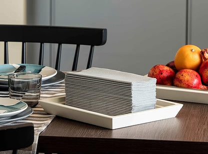 Gray Napkins | Linen Feel Guest Disposable Cloth Like Paper Lunch Napkin | Hand Towels | Soft, Absorbent, Paper Hand Napkins for Kitchen, Bathroom, Parties, Weddings, Dinners Or Events | 50 Pack