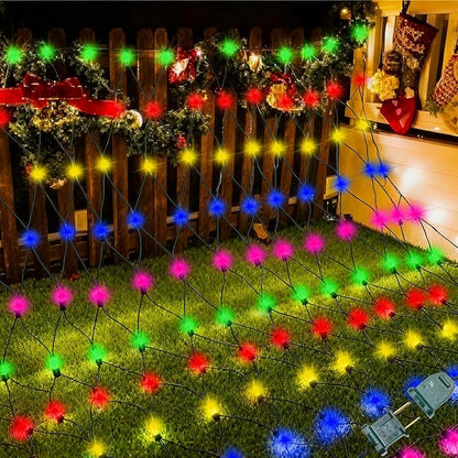 LAMPHOME150 LED Christmas Net Lights Outdoor Christmas Decorations Lights 6ftx4ft, Connectable Outdoor Fairy Mesh String Lights for Party, Wedding, Tree, Bushes Decorations (Multi-Colored)