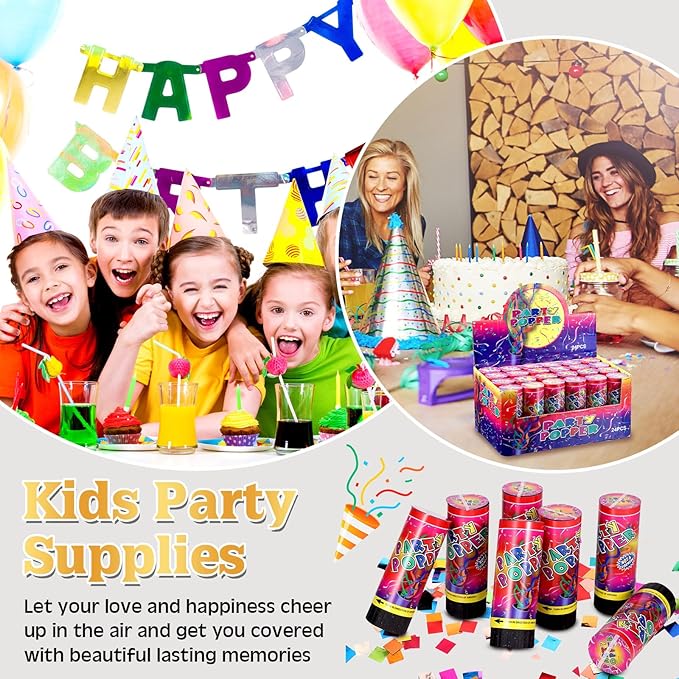 Honoson 24 Pcs Confetti Poppers Cannons Confetti Shooters Air Compressed Cannon for Wedding Birthday Party Bridal Shower Graduation Decoration Favor (4.33 Inch)