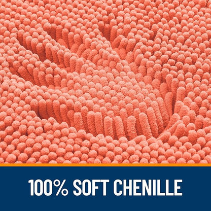 OLANLY Toilet Rugs U-Shaped 24x20, Extra Soft Absorbent Chenille Contour Bathroom Rugs for Toilet, Dry Quickly, Machine Washable, Non-Slip Bath Mat, Coral