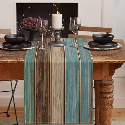 Emvency Farmhouse Table Runner, Vintage Green and Brown Art Painting for Kitchen Coffee Table Family Dinners Holiday Parties Wedding Events Decor(13x72 inch)