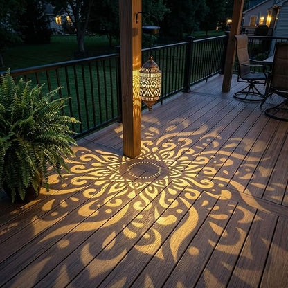 Twinkya Hanging Solar Lights Outdoor Garden Decor, Decorative Waterproof Metal Moroccan Solar Lantern Lamp, Outside Decorations for Patio Yard Porch Backyard Decor, Gardening Gifts for Women Mom