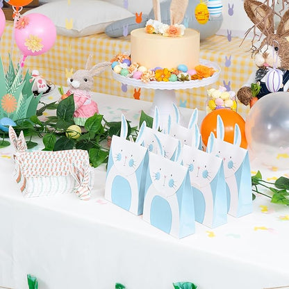 Cheerland Blue Bunny Party Favor Gift Bags Bunny Birthday Decorations Some Bunny is One Rabbit Birthday Easter Treat Bags Pastel Blue Goodie Boy Baby Shower Decor Tea Party Supplies 12 Pcs