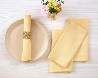 Solino Home Linen Napkins Set of 4-100% Pure Linen Golden Straw Dinner Napkins Cloth 20 x 20 Inch for Fall, Autumn - Fete, Handcrafted and Machine Washable