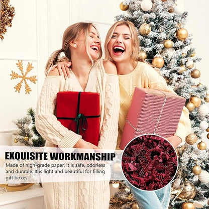 ZEBMOON 1 LB Dark Red Crinkle Cut Paper Shred Filler Great for Gift Wrapping, Basket Filling, Birthday, Wedding, Halloween, Thanksgiving, Christmas Day, New Year Party Decorations Filling Supplies