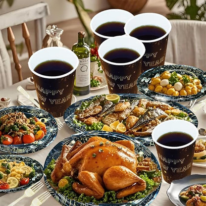 New Year Party Supplies Serves 20, Cheers to 2026 New Year Decorations Napkins and Plates Set, Disposable Paper Plates, Cups, Napkins Tableware Set for Party
