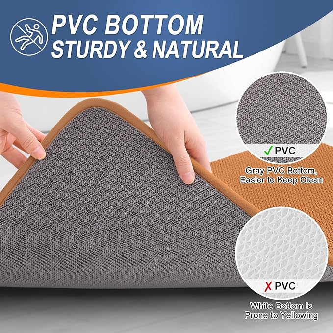OLANLY Thick Memory Foam Bath Mat Rug 24x16, Extra Soft Absorbent Bathroom Rug, Quick Dry Bath Mats, Non-Slip, Machine Washable Carpet for Bathroom, Tub and Shower, Home Decor Accessories, Clay