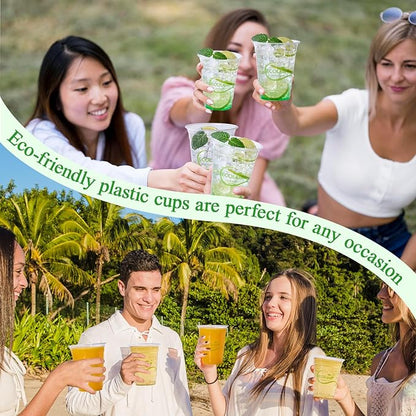 ECOLipak 1000 Count 16 OZ Clear Compostable Plastic Cups, Disposable Plant-Based Biodegradable Drinking Party Cups, PLA Plastic Cold Tumblers for Restaurant, Office, Canteen, Large Gathering