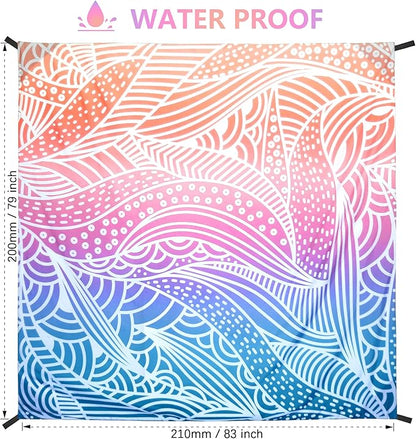 Beach Blanket Waterproof Sandproof Extra Large Beach Mat 79" X 83"/120"x108"for 1-8 Adults Quick Drying Durable Outdoor Picnic Mat for Beach Travel Camping Hiking