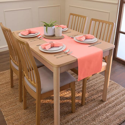 Encasa XO Coral Cloth Napkins Set of 6, 17"x17" | Solid Color Cotton Dinner Napkins | Washable & Reusable Napkins for Dining Table Fall Decoration, Holiday & Christmas Festivals