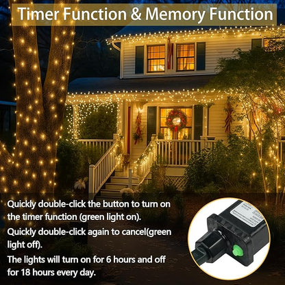Connectable 200 LED Christmas Lights Indoor Outdoor with Timer, 66FT 13 Modes Warm White String Lights Waterproof, Twinkle Fairy Lights Plug in Clear Wire for Christmas Tree, Bedroom, Classroom Decor