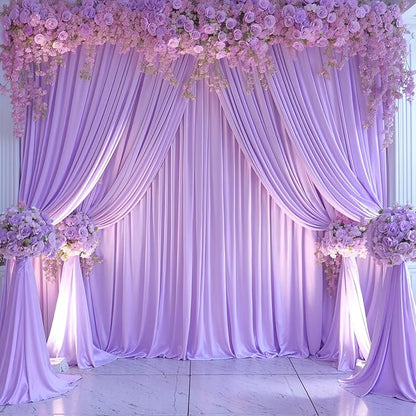 10 Panels Lavender Backdrop Curtain for Parties Wedding Wrinkle Free Light Purple Photo Curtains Backdrop Drapes Fabric Decoration for Baby Shower Photoshoot 50ft(W) x 10ft(H)