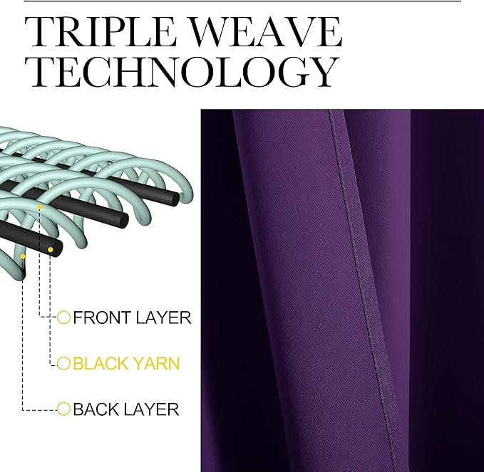 NICETOWN Thick Blackout Curtain and Drapes - Thermal Insulated Grommet Top Window Draperies for Bedroom, Block Out Light Curtain Panel (Royal Purple, 42 x 95, Pack of 2)