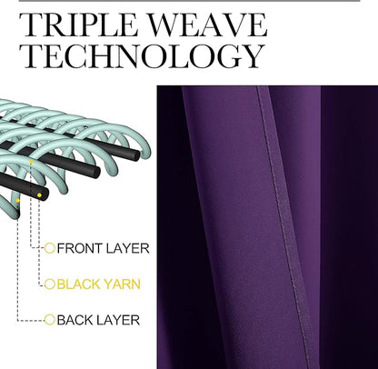 NICETOWN Thick Blackout Curtain and Drapes - Thermal Insulated Grommet Top Window Draperies for Bedroom, Block Out Light Curtain Panel (Royal Purple, 42 x 95, Pack of 2)