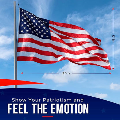 American Flags for Outside 3X5 (Pack of 10) -American Flag 3x5 with Embroidered Stars and Sewn Stripes US Flag 3x5 Heavy Duty Outdoor Made in USA for High Wind- All Weather Flags