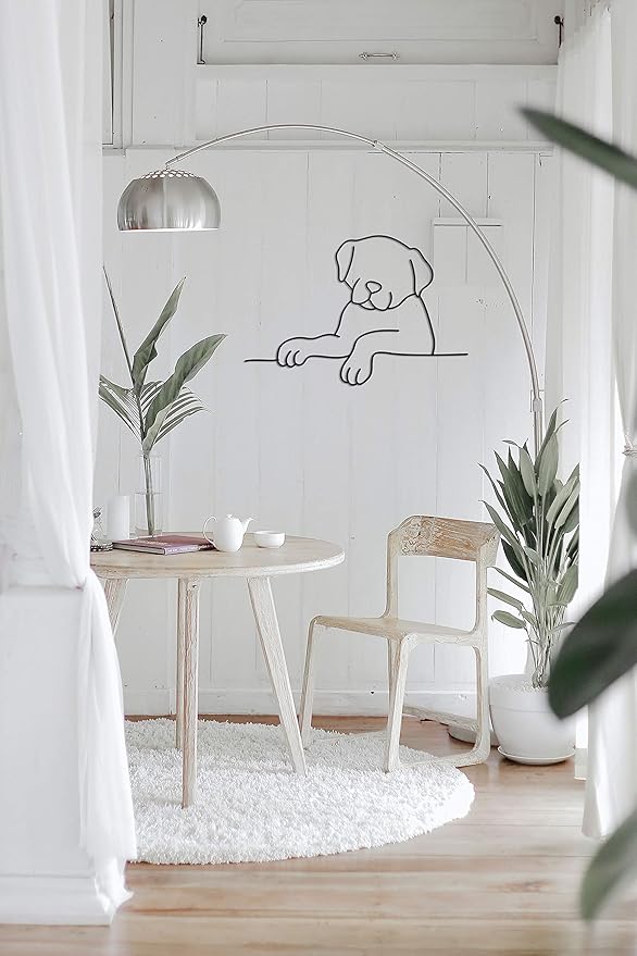 Matani Metal Dog Wall Art | Minimalist Room & Living Room Wall Decor (Sleeping Labrador) (Peeking Dog)