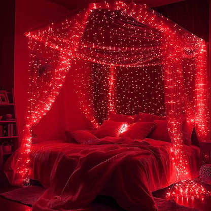 Joomer Battery String Lights, 2PACK Total 100 LED Battery Operated String Light, Twinkle Fairy Lights with Timer for Home, Garden, Store, Party, Holiday, Indoor Decor (Red)
