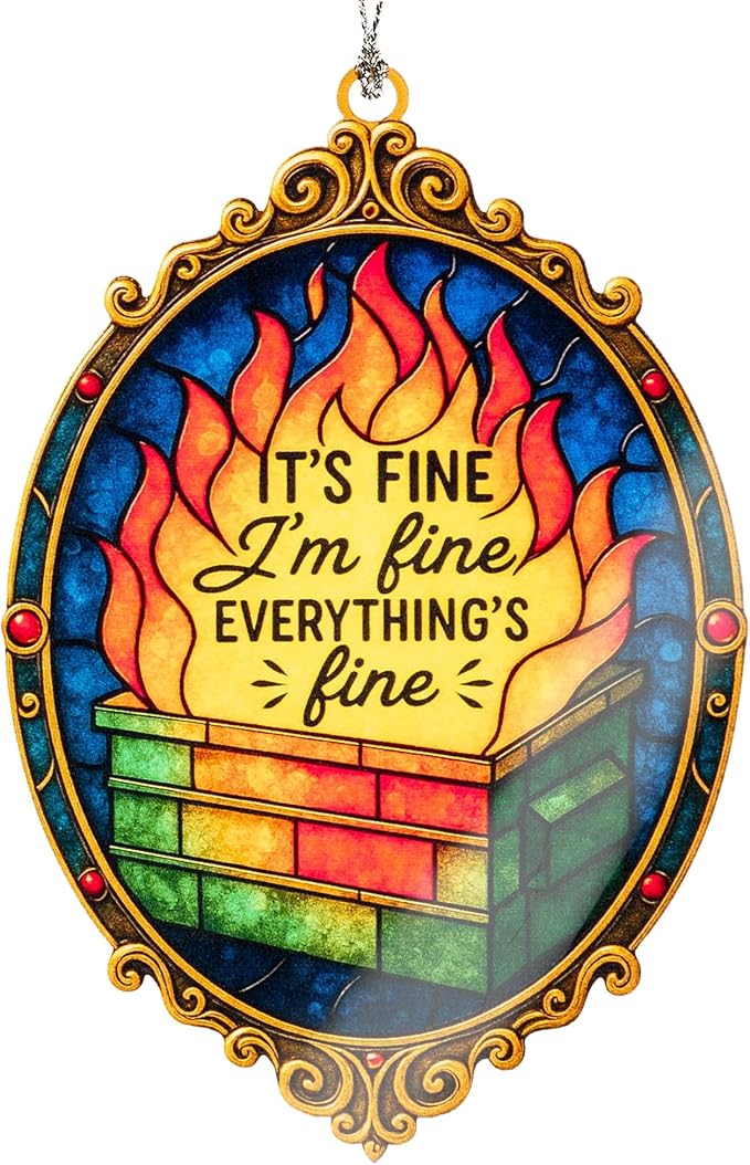 Funny Christmas Ornaments 2025 - Dumpster fire Ornament - Inappropriate Christmas Decorations - Funny Christmas Ornament - Dumpster fire Gifts - Christmas Decoration