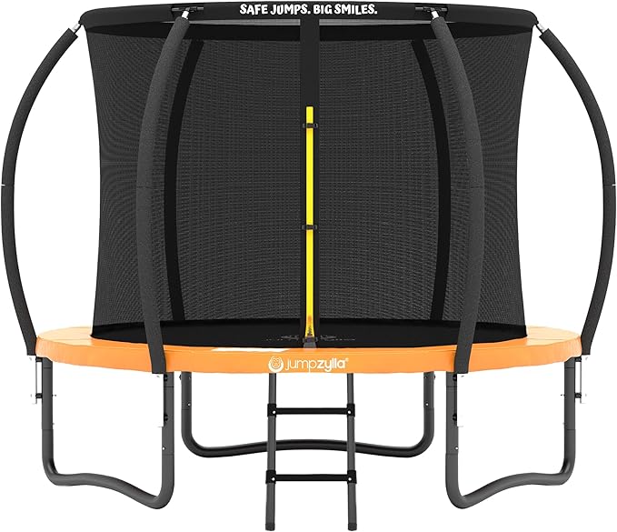 JUMPZYLLA Trampoline Outdoor 8FT 10FT 12FT 14FT 15FT 16FT with Enclosure and Ladder, ASTM Approved Recreational Trampoline for Kids and Adults, Anti-Rust Coated Frame