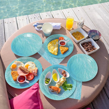 96pcs Paper Plates and Napkins Under the Sea Paper Plates Disposable and Cups Ocean Waves Tableware Set for 24 Guests Baby Shower Wedding Birthday Party Supplies Decorations
