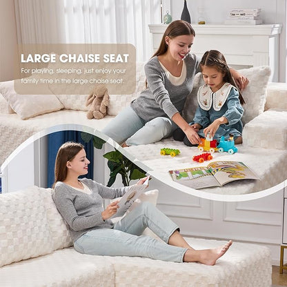 Hobestluk Modular Sectional Sofa Couches L-Shape Couch 3 Seat Modular Sofa Memory Foam Sectional Couches for Living Room, Cloud Couch with Oversized Chaise (96" Right Facing Chaise)