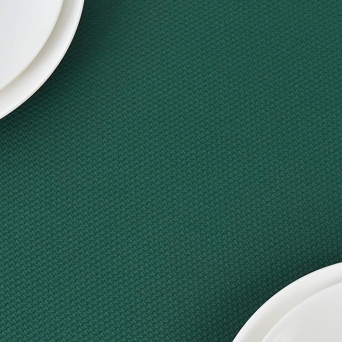 maxmill Textured Tablecloth Stain Resistant Waterproof and Wrinkle Resistant Washable Soft Table Cloth, Fabric Table Cover for Dining Room and Outdoor Use, Rectangle 60 x 120 Inch, Hunter Green