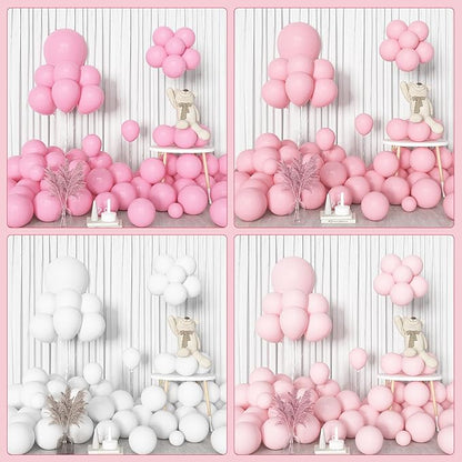 Amandir 144Pcs Pink Balloons Garland Arch Kit Light Pink Gold White Confetti Latex Metallic Balloons for Girl Birthday Baby Shower Wedding Graduation Party Decorations Supplies