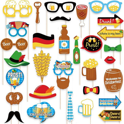90shine 55Ct Oktoberfest Photo Booth Props German Theme Party Decorations Supplies