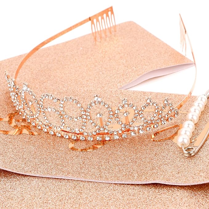 CIEHER 69th Birthday Crown + 69th Birthday Sash + Pearl Pin Set, 69 & Fabulous Birthday Sash, 69 Birthday Tiara, 69th Birthday Decorations for Women, 69th Birthday Gifts