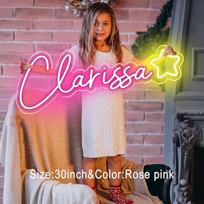Custom Neon Sign – Personalized LED Neon Name Sign for Wall Decor, Bedroom, Birthday Gifts for 10 Year Old Girls, Wedding Proposal, Party Backdrop, Kids Room Decor, Customizable LED Light (Pink)