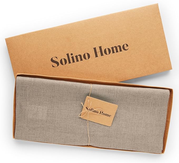 Solino Home Linen Natural Table Runner 156 Inches Long - 100% Pure Linen Extra Long Table Runner 14 x 156 Inch for Fall, Autumn - Fete