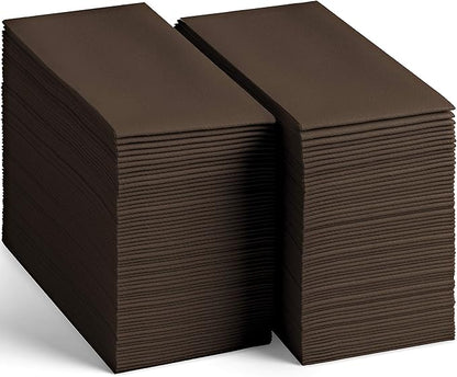 100 Linen-Feel Colored Paper Napkins - Decorative Cloth-Like Brown Dinner Napkins - Soft And Absorbent. For Kitchen, Party, Wedding, Bathroom Or Any Occasion. (Pack of 100)