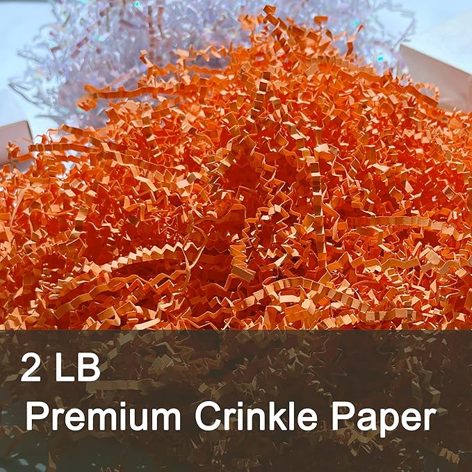 Orange Crinkle Cut Paper Shred 2 LB Gift Basket Filler Easter Egg Grass