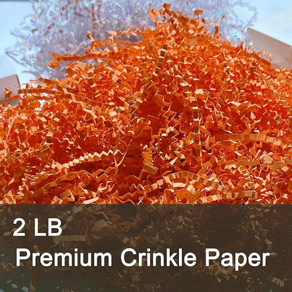 Orange Crinkle Cut Paper Shred 2 LB Gift Basket Filler Easter Egg Grass