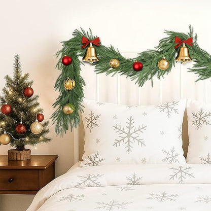 9FT Christmas Norfolk Pine Garland, Artificial Pine Needles Winter Garlands Faux Greenery Fake Garland for Holiday Fireplace,Table, Window, Stairs, Mante, Indoor Outdoor Decor (1 Pack, 9 FT)