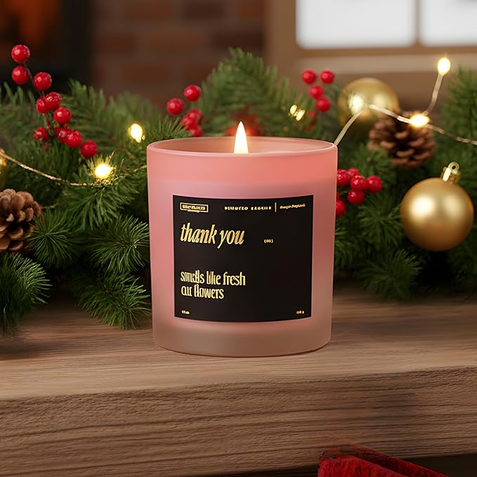 Benevolence LA Thank You Scented Candles | 10 oz, 40-50 Hour Burn, Thank You Gifts for Women, Men Coworkers | Appreciation Gifts for Best Friend | Fall Candles - Smells Like Fresh Cut Flowers