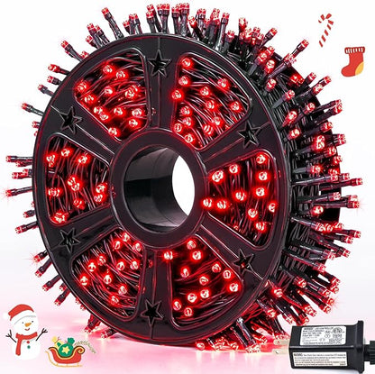 JMEXSUSS 500 LED Red Christmas Lights Outdoor, 173ft Red String Lights Plug in, Waterproof 8 Modes Christmas Light for Tree Party Xmas Holiday Decorations