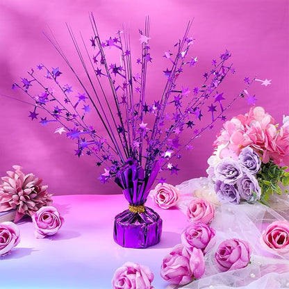 Crowye 18 Pcs Foil Spray Centerpiece Christmas Party Winter Star Table Decoration Burst Metallic Table Centerpieces for Birthday Party Season Holiday(Purple)