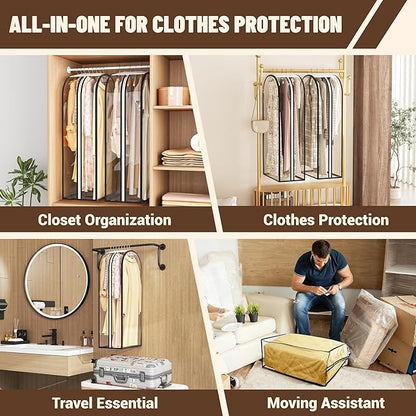 Garment Bags for Hanging Clothes 40” Long, Ultra Clear Suit Bags for Closet Storage, Moving Organization, Travel Covers with 10" Gussets for Coat, Dress, Shirt and Sweater - 2 PCS