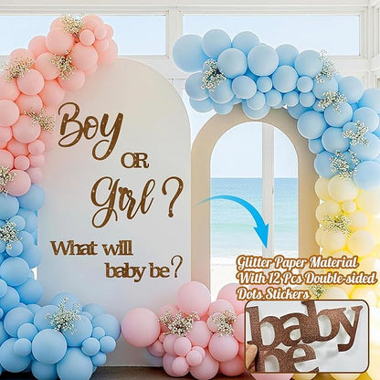 Large Glitter Paper Gender Reveal Decorations Decals for Balloon Arch Boy or Girl What Will Baby Be Signs for Backdrop Baby Shower Party Supplies He or She Letters Stickers for Pregnancy Banner