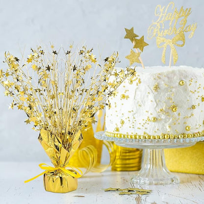 Crowye 18 Pcs Foil Spray Centerpiece Christmas Party Winter Star Table Decoration Burst Metallic Table Centerpieces for Birthday Party Season Holiday(Gold)