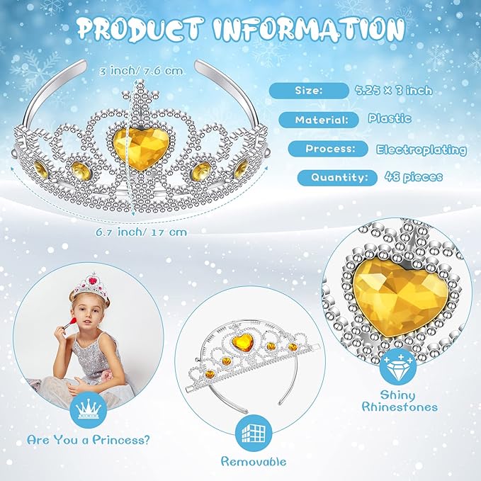 Zhanmai 24 Pcs Tiara Crown Set Princess Crown for Girls Plastic Tiaras Dress up Costume Party Favor Accessories Kid Birthday (Blue, Purple, Pink, Rose Red)