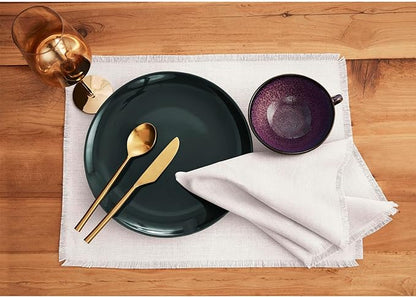 Solino Home White Linen Napkins Set of 4-100% Pure Linen Cloth Washable Dinner Napkins 20 x 20 Inch for Fall, Autumn, Winter, Christmas, Holiday, New Year - Fringe
