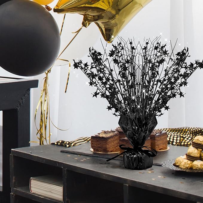 Crowye 18 Pcs Foil Spray Centerpiece Christmas Party Winter Star Table Decoration Burst Metallic Table Centerpieces for Birthday Party Season Holiday(Black)