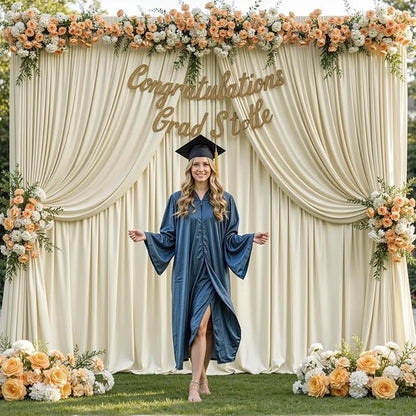 8 Panels Beige Backdrop Curtain for Wedding Parties Wrinkle Free Beige Photo Curtains Backdrop Drapes Fabric Decoration for Baby Shower Photography 40ft(W) x 10ft(H)