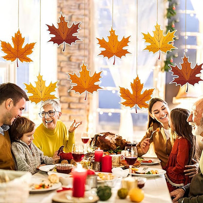 Fall Thanksgiving Hanging Swirls Decoration Big Maple Leaf Hanging Foil Swirls Ceiling Decor for Thanksgiving Party Supplies Autumn Harvest Ceiling Hanging 8Pcs