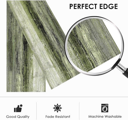 Emvency Farmhouse Table Runner, Vintage Olive Green and Grey Abstract Art Painting for Kitchen Coffee Table Family Dinners Holiday Parties Wedding Events Decor(13x72 inch)