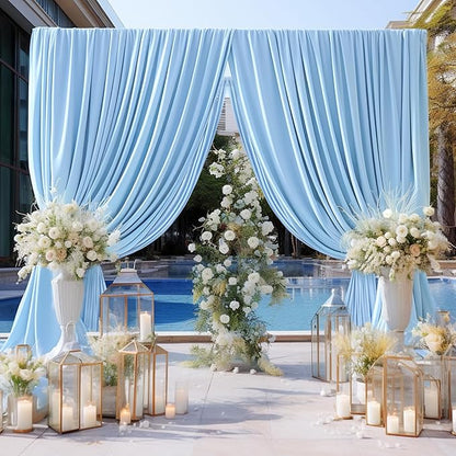 10x10 Baby Blue Backdrop Curtain for Baby Shower Parties Wrinkle Free Light Blue Curtains Backdrop Drapes Fabric Decoration for Birthday Party Photography 5ft x 10ft,2 Panels