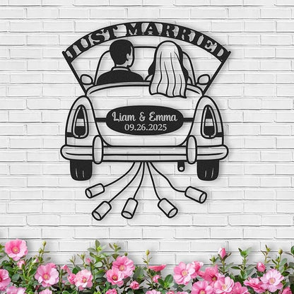 Personalized Anniversary Wedding Gifts for Couples, Custom Metal Sign with Couples Name and Date, Last Name Sign, Metal Art Wall Decor, Home Decor, Engagement Bridal Shower Gifts Color08